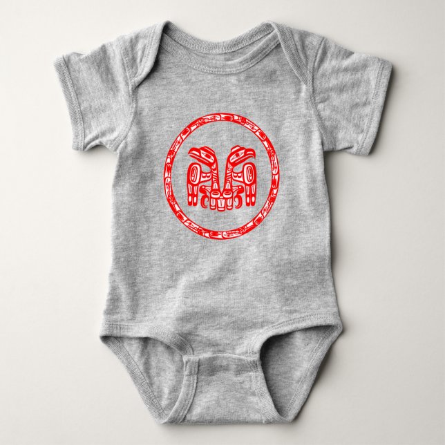 Native Haida Pacific Northwest Double Eagle Logo Baby Bodysuit (Front)