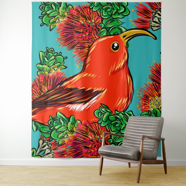 native hawaiian bird tapestry (In Situ)