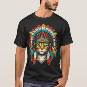 Native Indian American Cat Headdress Men Women Kid T-Shirt