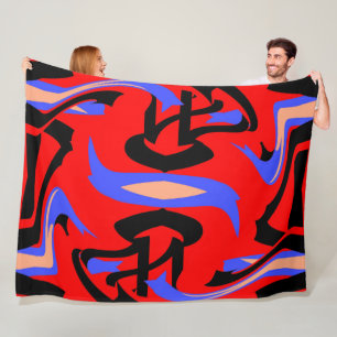 Native Indian and Japanese Art Blend Fleece Blanket
