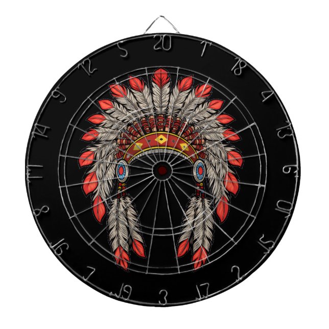 “Native Indian Chief Headdress” Dart Board (Front)