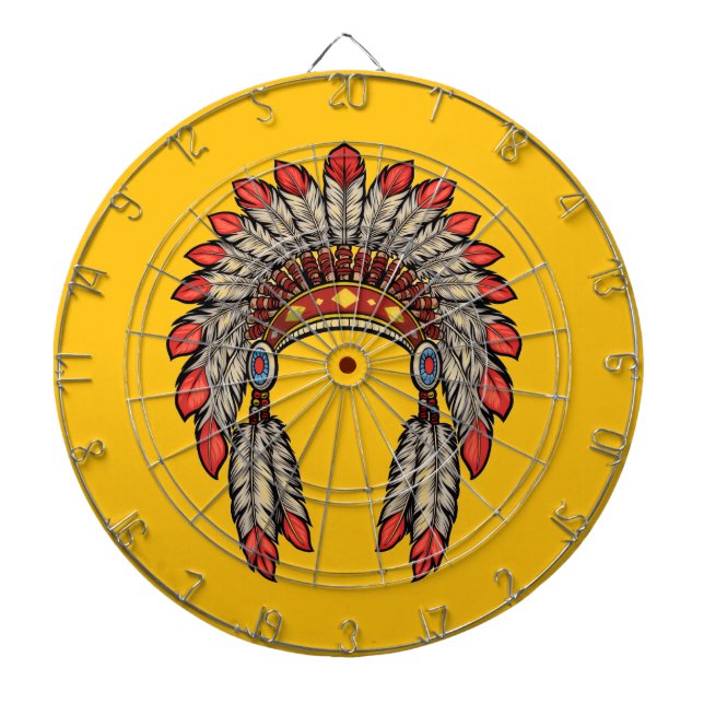“Native Indian Chief Headdress” Dart Board (Front)