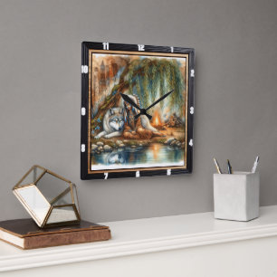 Native Indian Forest : A Moment of Stillness Square Wall Clock