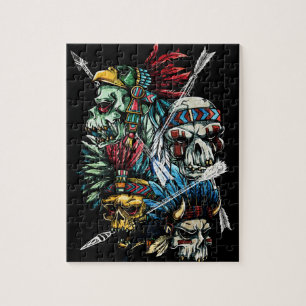 Native Indian Skull Skeleton Jigsaw Puzzle