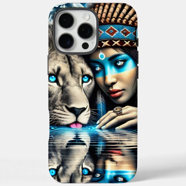 Native Indian Woman and Loyal Lion Case-Mate iPhone Case (Back)