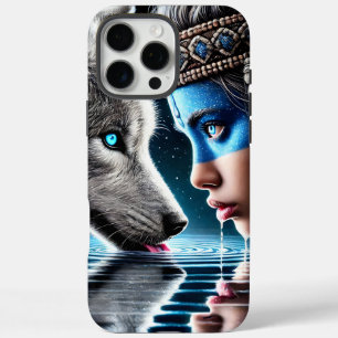 Native Indian Woman and Loyal Wolf iPhone 16 Pro Max Case