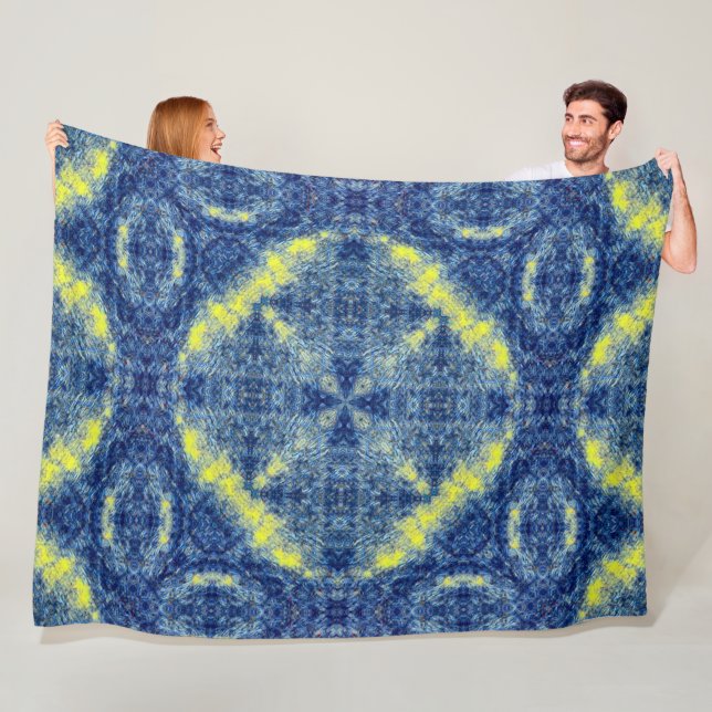 Native Lakota Sioux Tribal Eagle Medicine Mandala Fleece Blanket (In Situ)