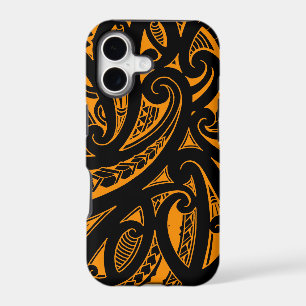 Native Maori style tribal tattoo with bright colo