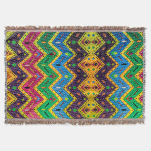 Native Mexican Colourful Abstract Design Throw Blanket