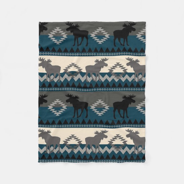 Native Moose Fleece Blanket (Front)