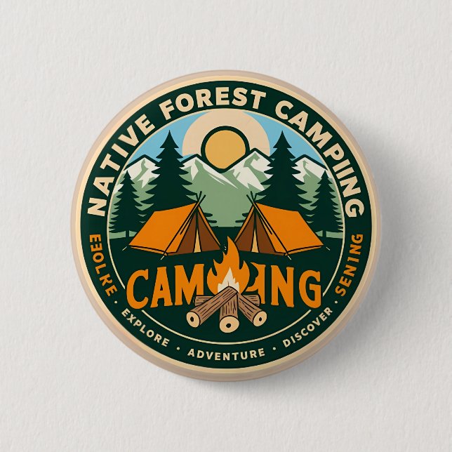 Native Mountain Camping 6 Cm Round Badge (Front)