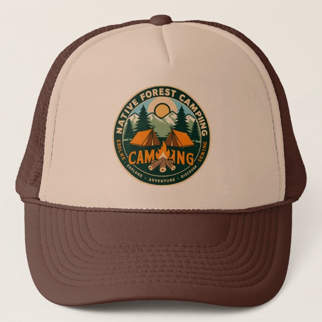 Native Mountain Camping Trucker Hat (Front)