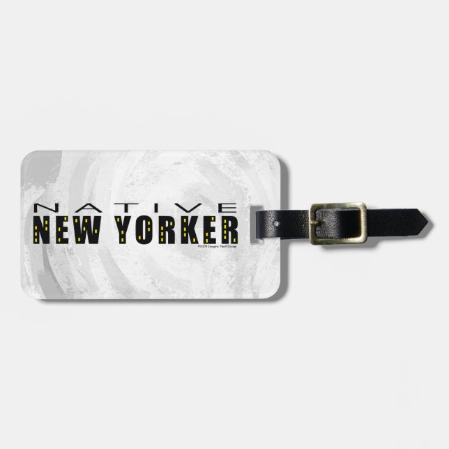 Native New Yorker black Luggage Tag (Front Horizontal)