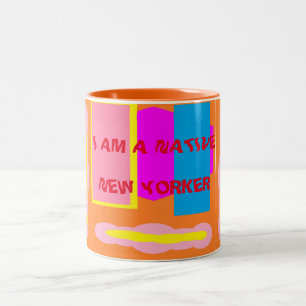 Native New Yorker design pink blue pale orange Two-Tone Coffee Mug