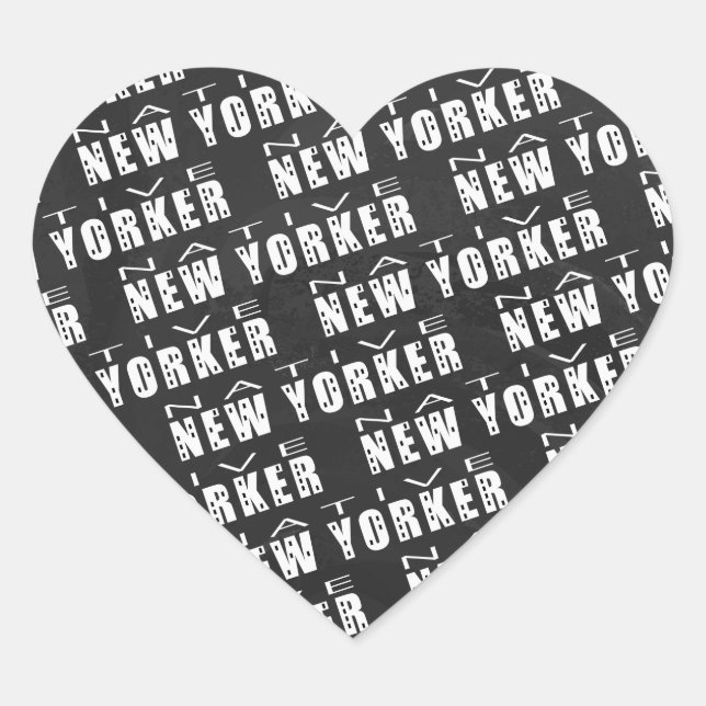Native New Yorker Pattern Heart Sticker (Front)