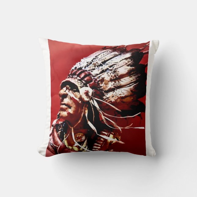 Native "Nez Perce Chief" original art  Cushion (Front)