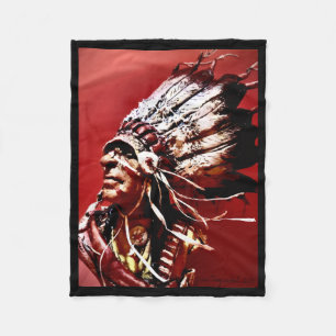 Native "Nez Perce Chief" original art Fleece Blanket
