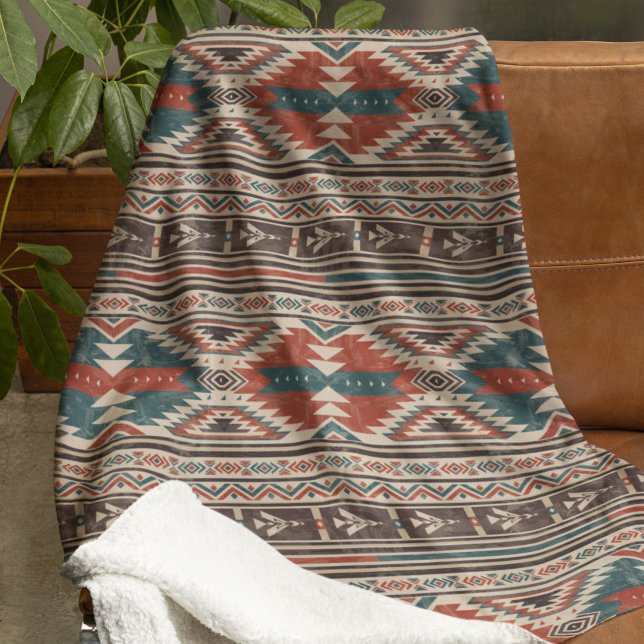 Native Pattern American Tribal Indian Ethnic Fleece Blanket (Creator Uploaded)