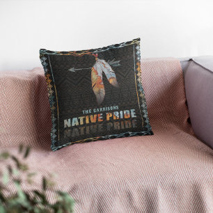 Native Pride Indian Feather Retro Tribal Arrow Cushion