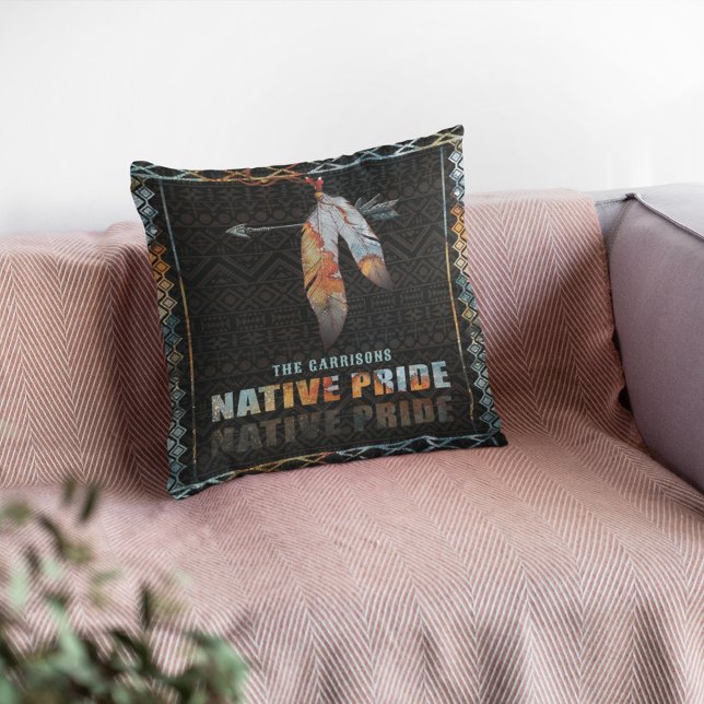 Native Pride Indian Feather Retro Tribal Arrow Cushion (Creator Uploaded)
