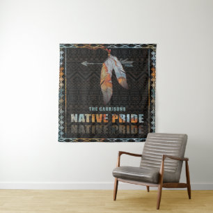 Native Pride Indian Feather Retro Tribal Arrow Tapestry