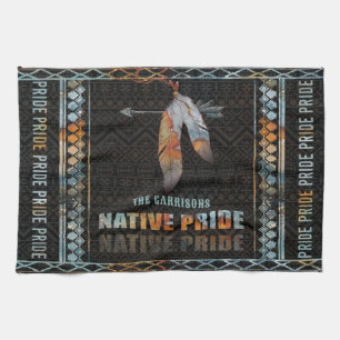 Native Pride Indian Feather Retro Tribal Arrow Tea Towel