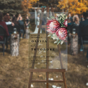 Native Protea Watercolor Floral Boho Botanical Acrylic Sign