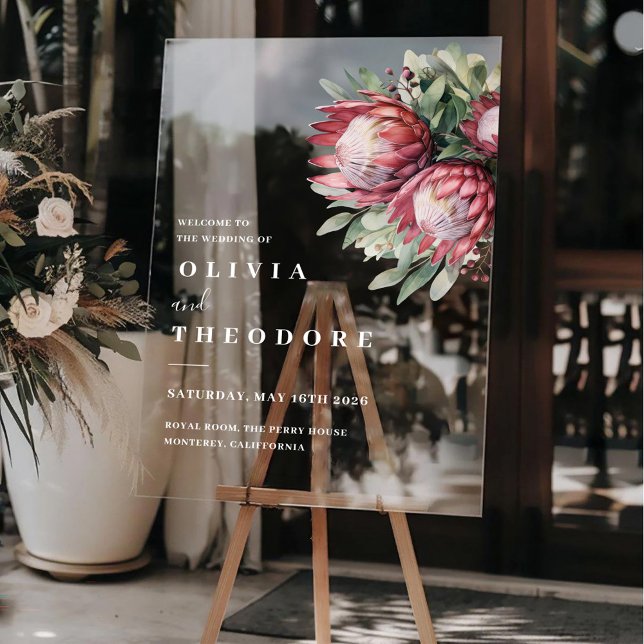 Native Protea Watercolor Floral Boho Botanical Acrylic Sign (Creator Uploaded)