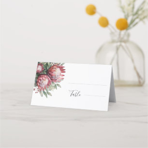Native Protea Watercolor Floral Boho Botanical Place Card