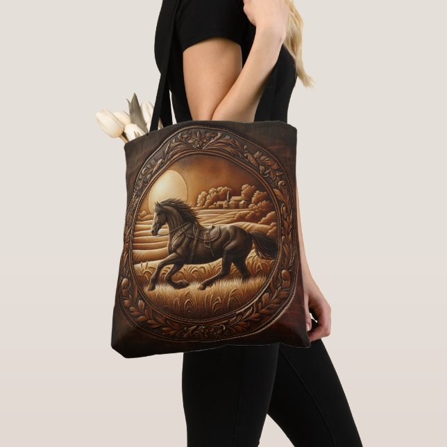 Native Rider at Sunset Tote Bag (Close Up)