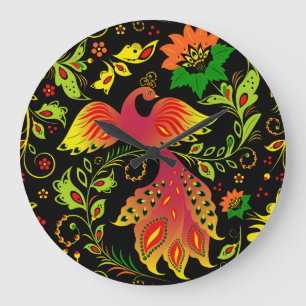 Native russian ornament large clock