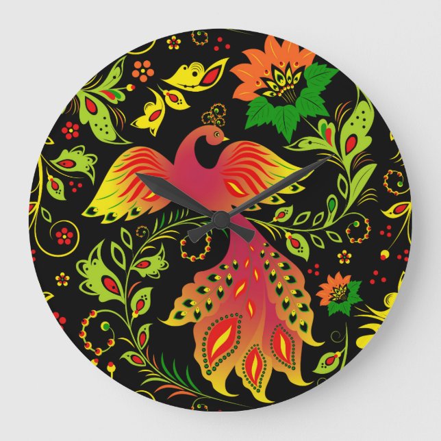 Native russian ornament large clock (Front)