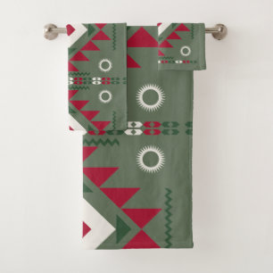 Native Santa Pattern Bath Towel Set