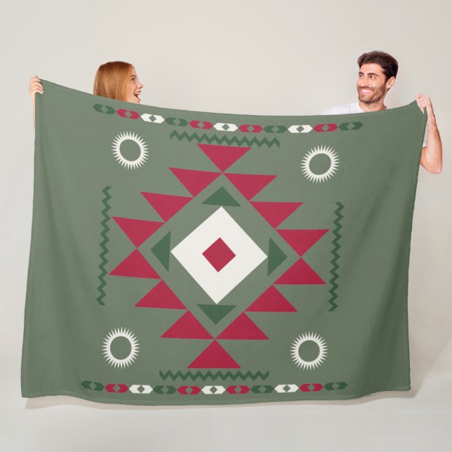 Native Santa Pattern Fleece Blanket (In Situ)