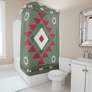 Native Santa Pattern Shower Curtain
