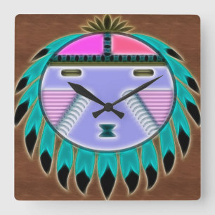 Native Shield Square Wall Clock