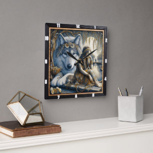 Native Song: Wind Through Ancient Time Square Wall Clock