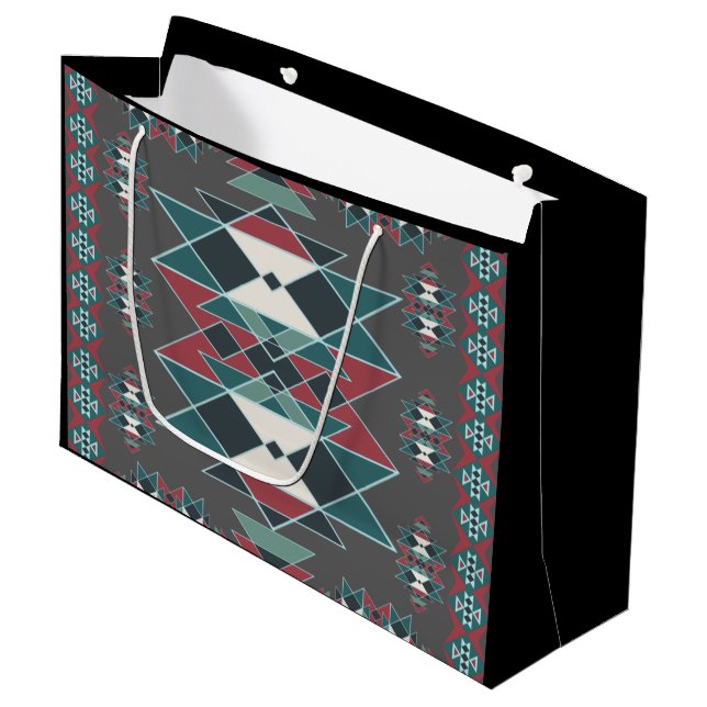 Native Southwestern Indian Art Blanket Design Large Gift Bag (Front Angled)
