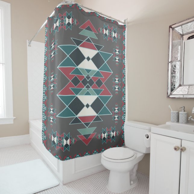Native Southwestern Indian Art Blanket Design Shower Curtain (In Situ)