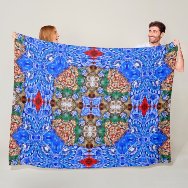 Native Spirit Apache Shaman Mandala World Fleece Blanket (In Situ)