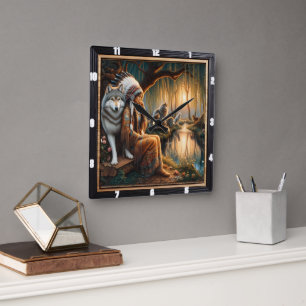 Native Spirit: Stone Circle Still Dream Square Wall Clock