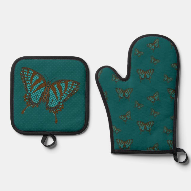 Native Swallowtail Oven Mitt & Pot Holder Set (Front)