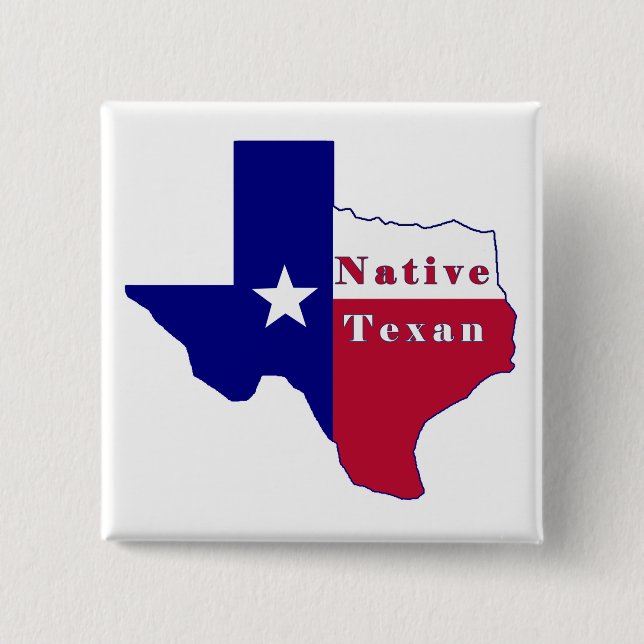 Native Texan Flag Map 15 Cm Square Badge (Front)