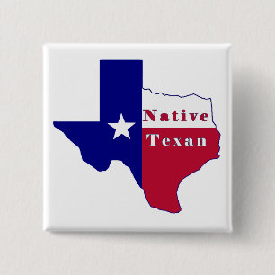 Native Texan Flag Map 15 Cm Square Badge