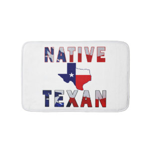 Native Texan Flag Map Bath Mat
