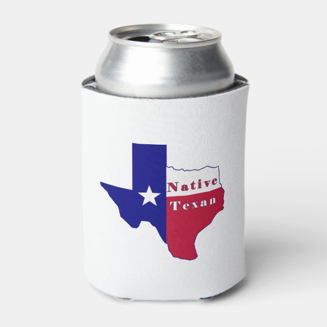 Native Texan Flag Map Can Cooler (Can Front)
