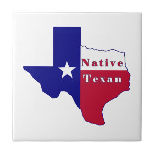 Native Texan Flag Map Ceramic Tile