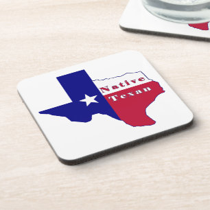 Native Texan Flag Map Coaster