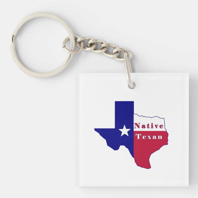 Native Texan Flag Map Key Ring (Front)