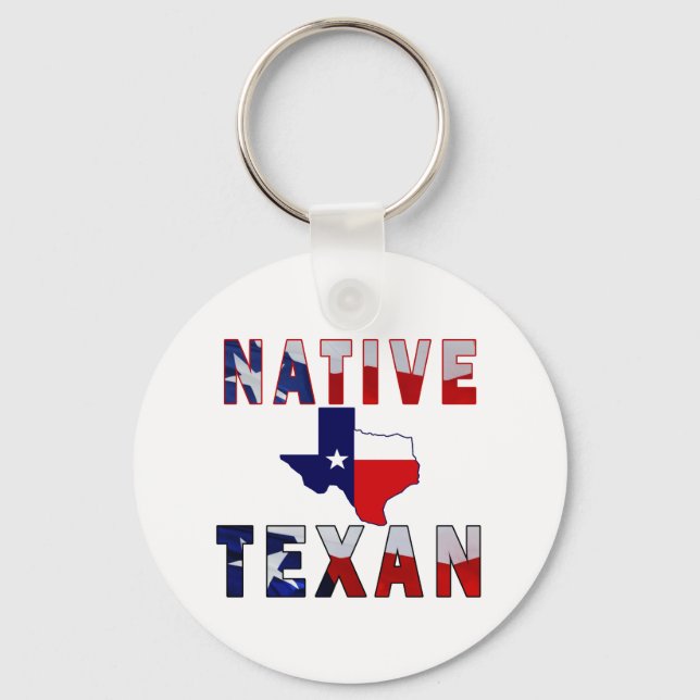 Native Texan Flag Map Key Ring (Front)